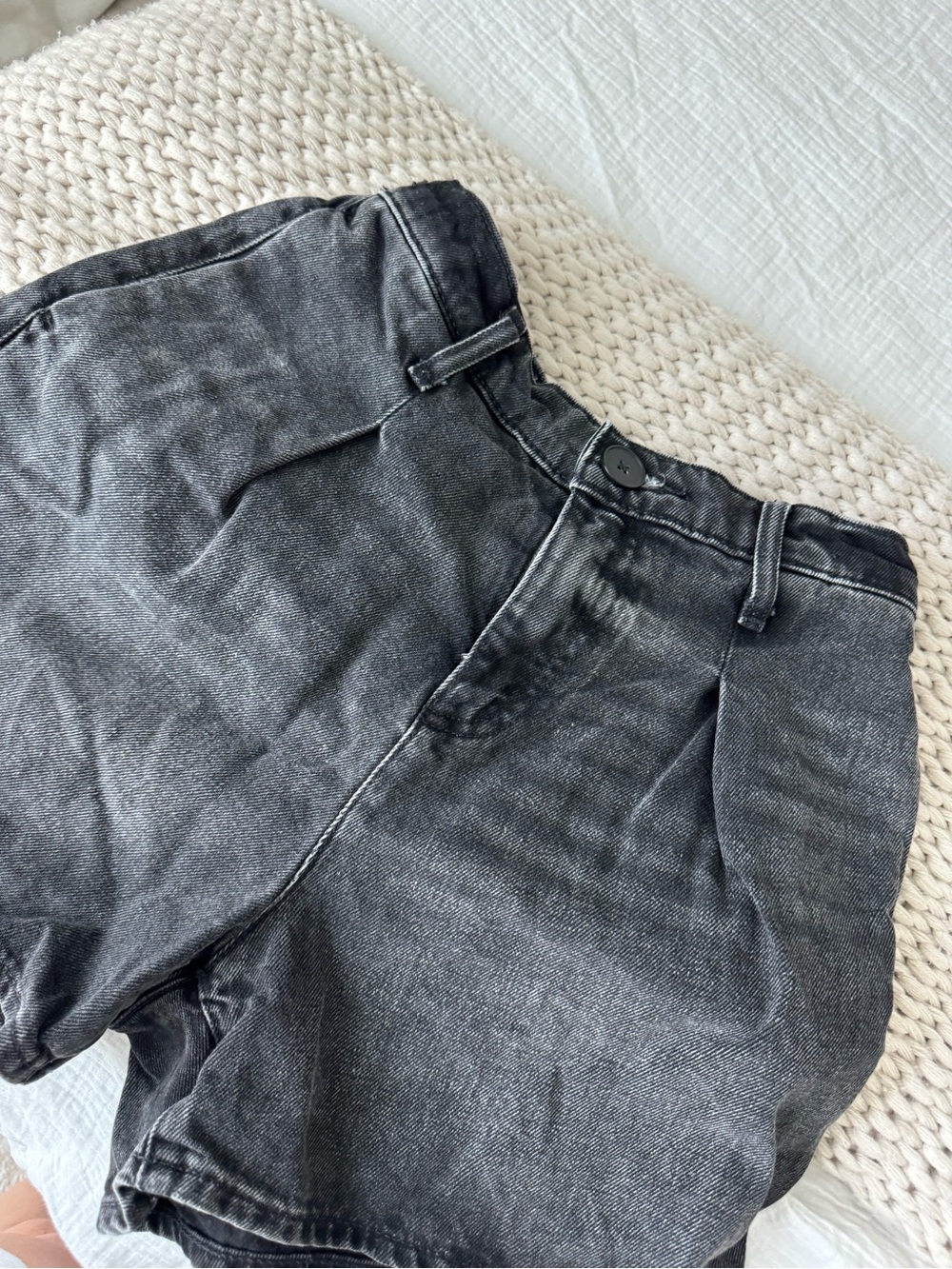Express High-Waist Washed Black Denim Shorts